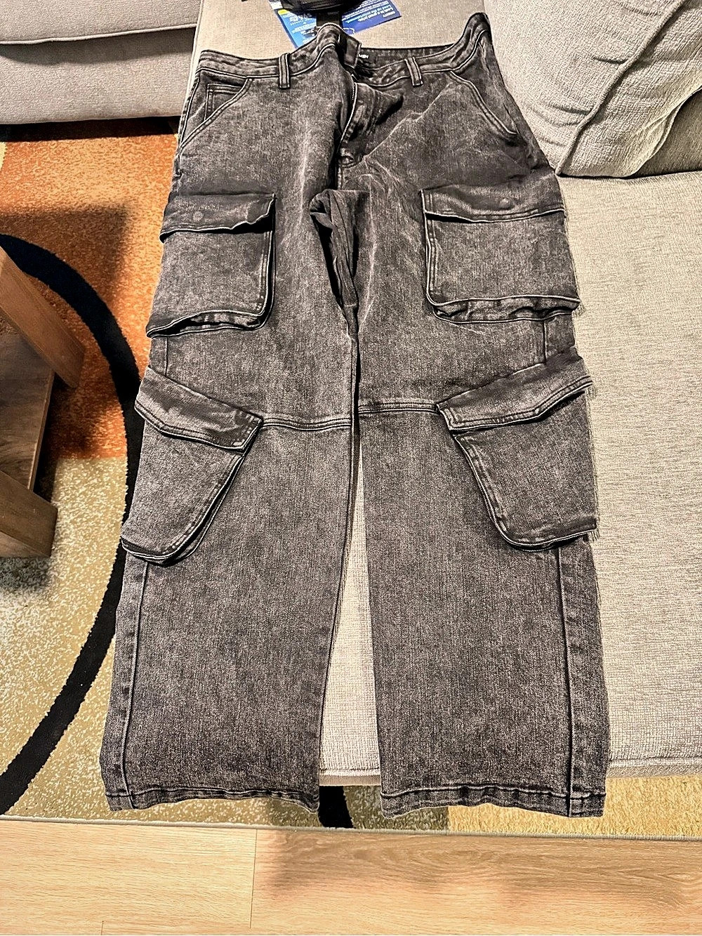 Cargo Pants in faded black denim